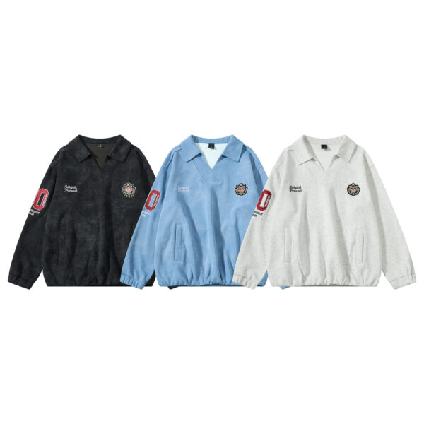 Vintage washed vintage V-neck pullover hoodie