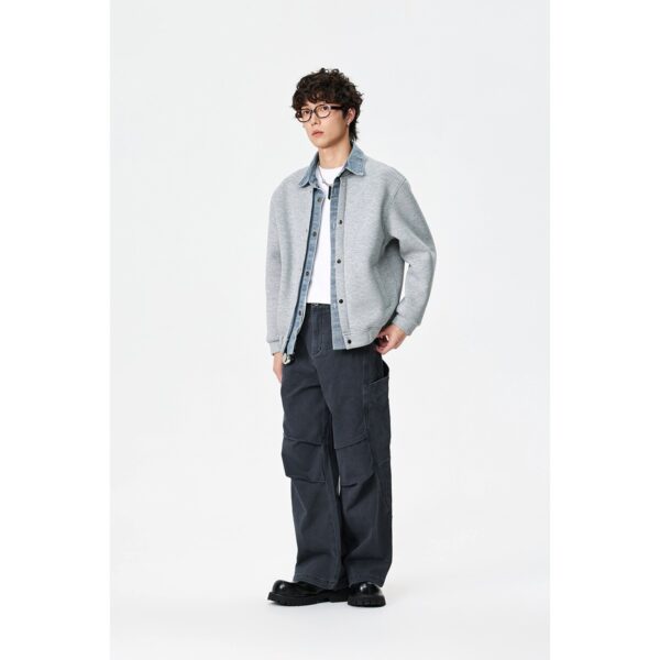 Loose Fit Lapel Work Jacket Mock Two-Piece Outerwear Men's Youth