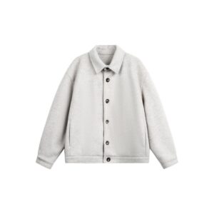 Notched Lapel Workwear Jacket for Men, Loose Wool Blend Coat