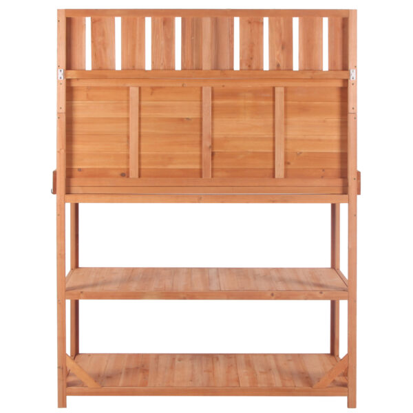 65" Large Wooden Farmhouse Rustic Outdoor Potting Bench Table Garden Potting Bench with 4 Storage Shelves and Side Hook,Natural