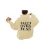 Faith over fear kangaroo pocket hooded long sleeved fleece hoodie top