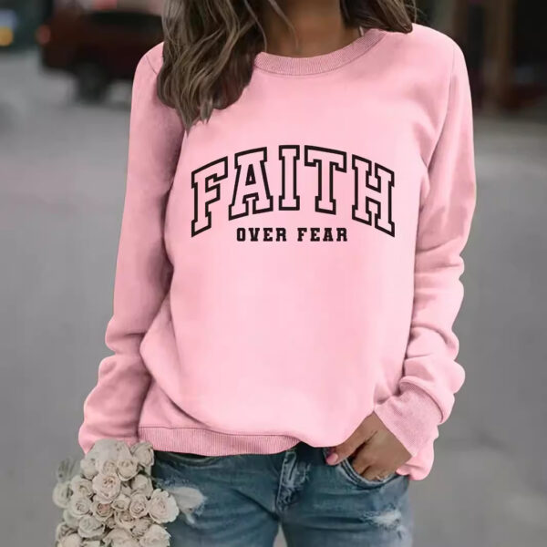 Round neck FAITH printed pullover sweatshirt