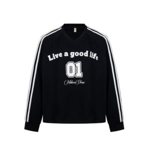 Letter printed V-neck sweatshirt