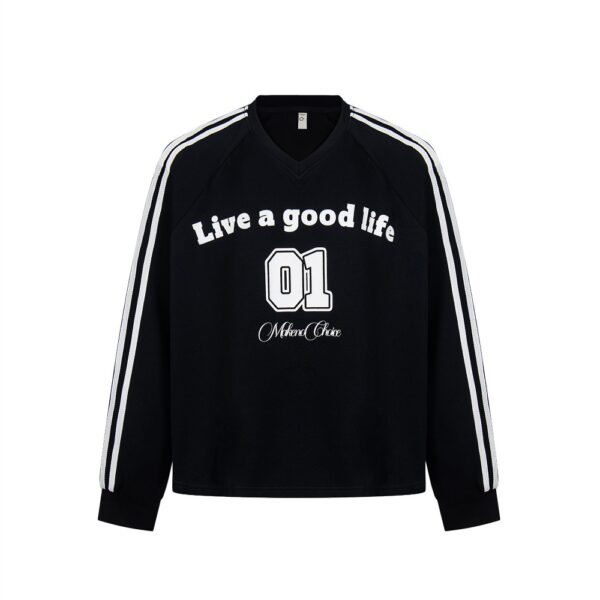 Letter printed V-neck sweatshirt