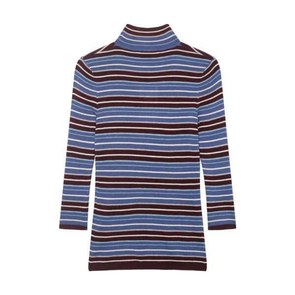 Color blocked minimalist T-shirt striped knit sweater