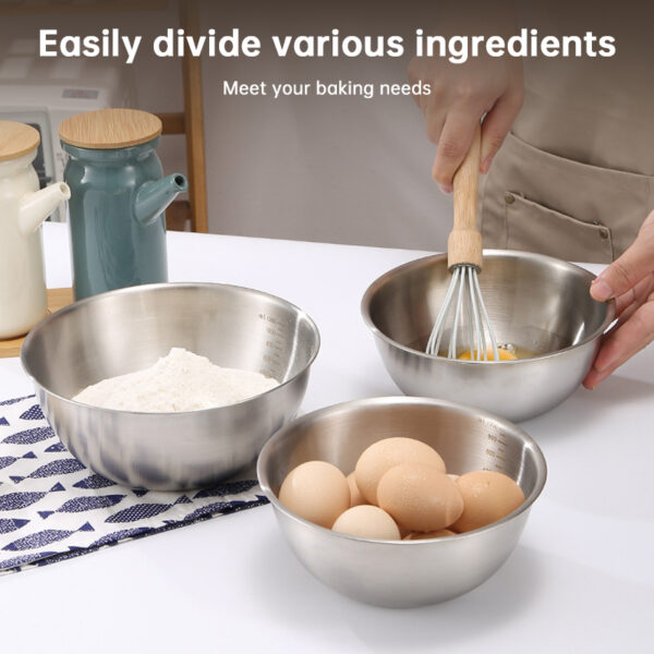 Golden mixing bowls for cooking, baking, noodles, and salads.