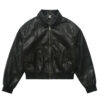 Thick cotton padded leather jacket