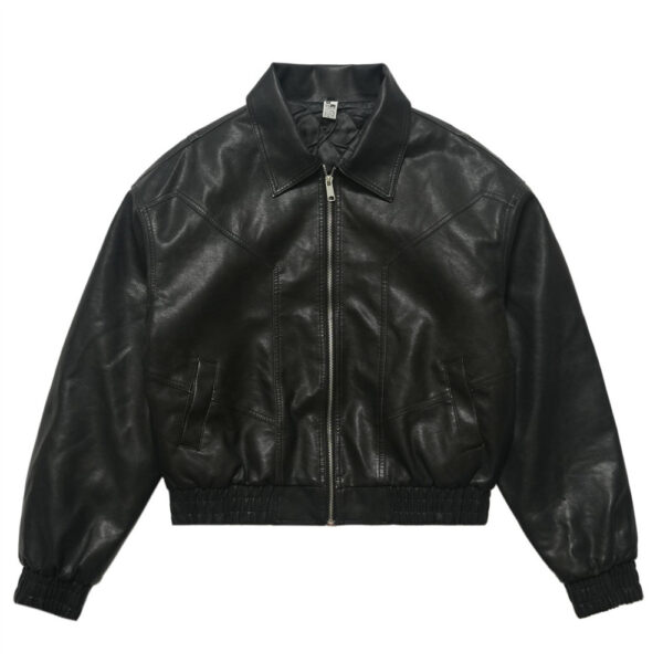 Thick cotton padded leather jacket