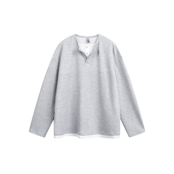 Casual Crewneck Faux Two-Piece Long Sleeve T-Shirt Men's Sweatshirt