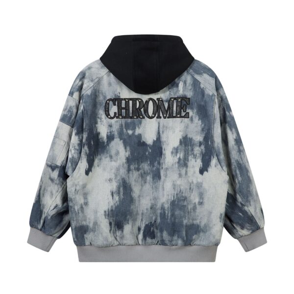 Retro tie dye cotton padded thick hooded cotton jacket