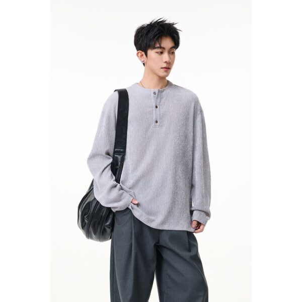 Henley Neck  Casual Versatile Pullover Long Sleeve Shirt