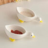 Cute duck-shaped dipping sauce dish, a ceramic condiment bowl for home use, suitable for soy sauce and vinegar.