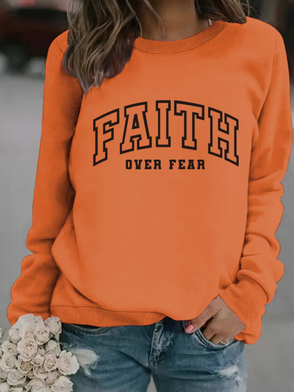 Round neck FAITH printed pullover sweatshirt