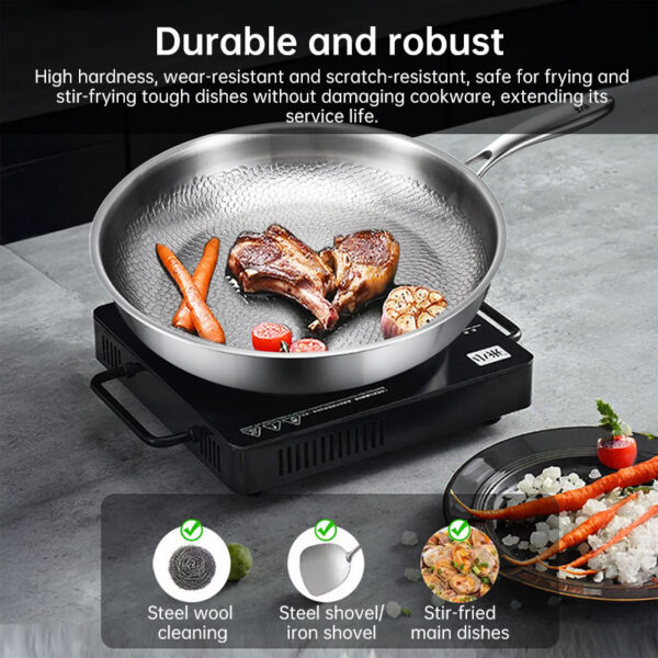 30cm Pure Titanium Nonstick Frying Pan - Coating-Free Patterned Meat Pan, Home Cooking Kitchen Utensil