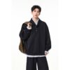 Lapel Hoodie Original College Style Pullover Sweatshirt Two-Piece Design Outerwear