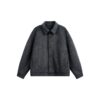 Notched Lapel Workwear Jacket for Men, Loose Wool Blend Coat
