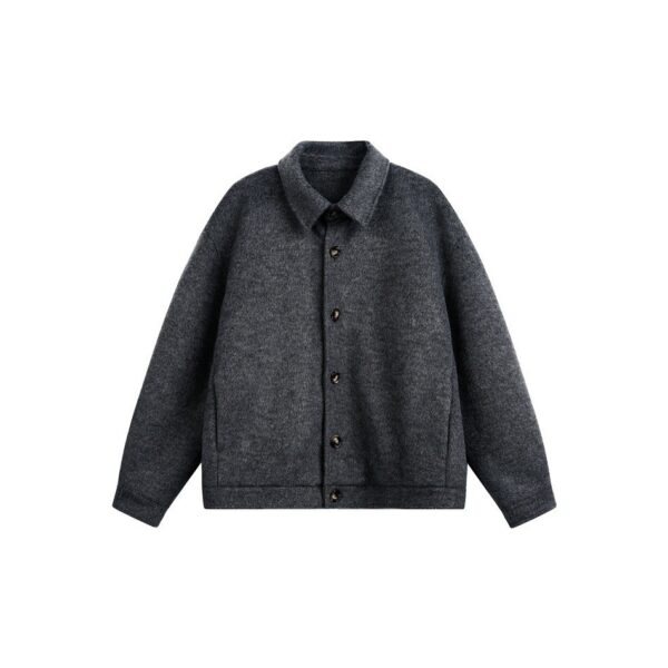 Notched Lapel Workwear Jacket for Men, Loose Wool Blend Coat