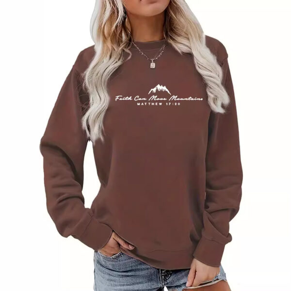 Round neck Faith Can Move Mountains printed hoodie