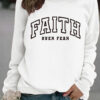 Round neck FAITH printed pullover sweatshirt