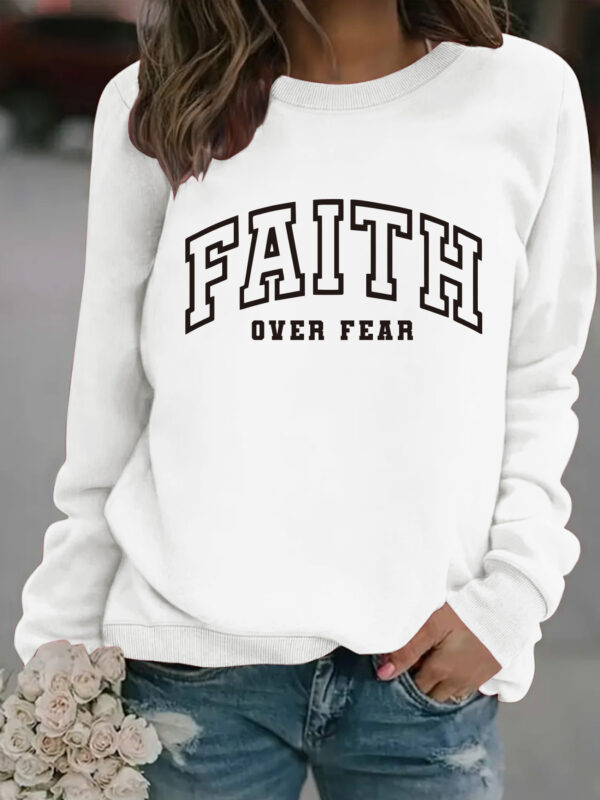 Round neck FAITH printed pullover sweatshirt