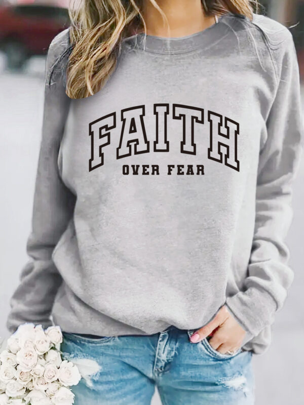 Round neck FAITH printed pullover sweatshirt