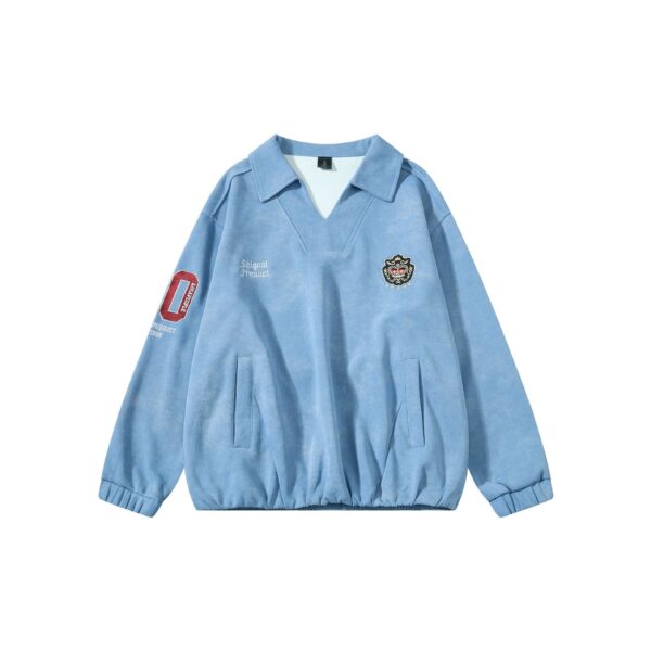 Vintage washed vintage V-neck pullover hoodie