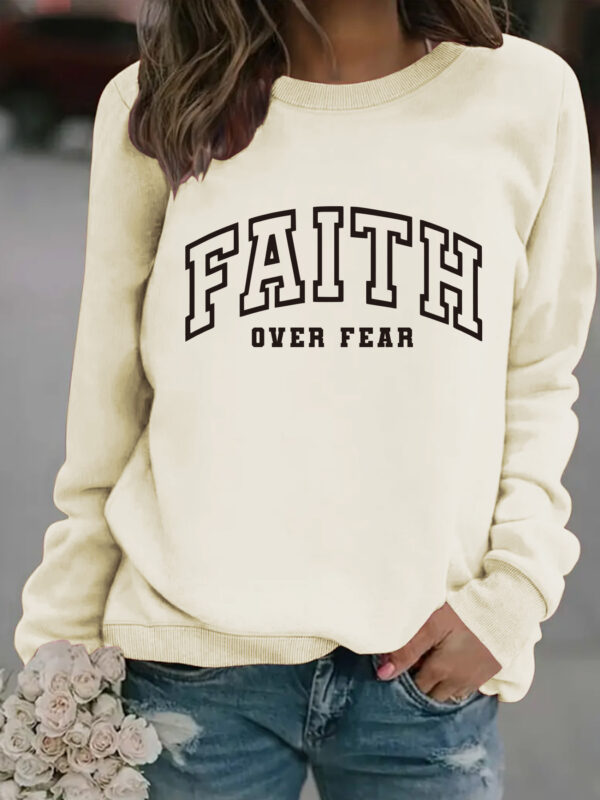 Round neck FAITH printed pullover sweatshirt