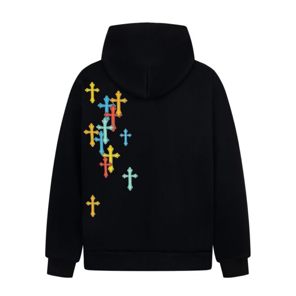 Cross hooded cardigan sweatshirt