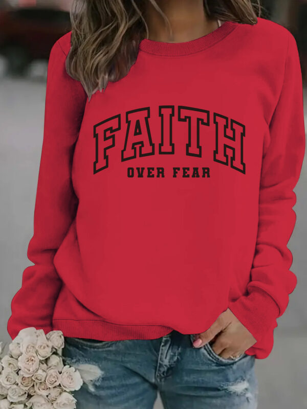 Round neck FAITH printed pullover sweatshirt
