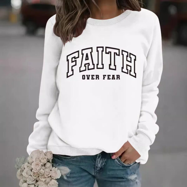 Round neck FAITH printed pullover sweatshirt