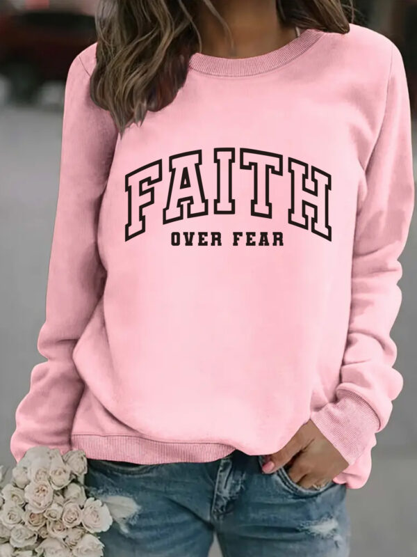 Round neck FAITH printed pullover sweatshirt