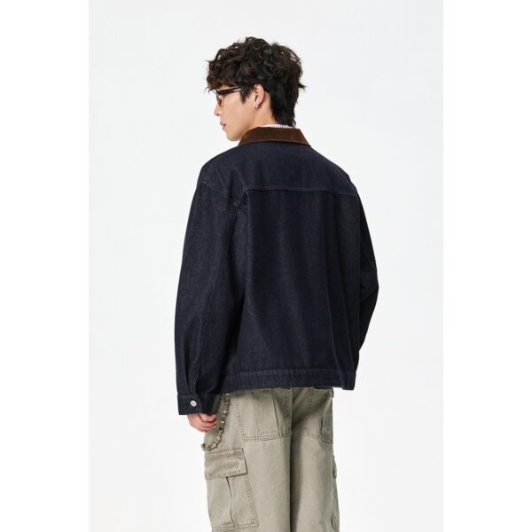 Designer Snap Button Denim Jacket for Men Retro Versatile Blue Denim Coat