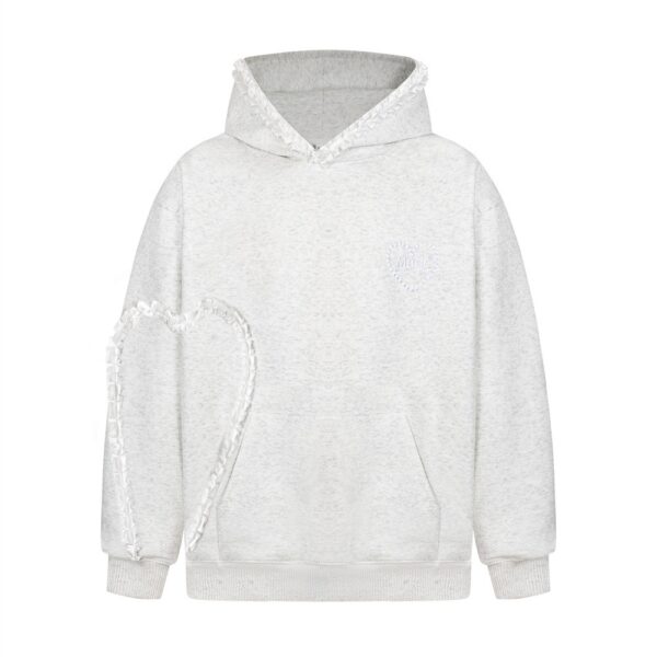 Heart shaped lace hooded sweatshirt