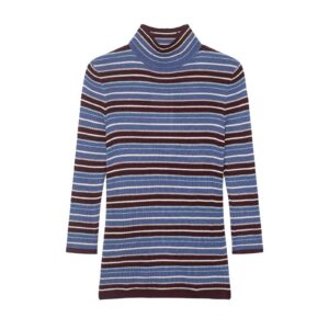 Color blocked minimalist T-shirt striped knit sweater