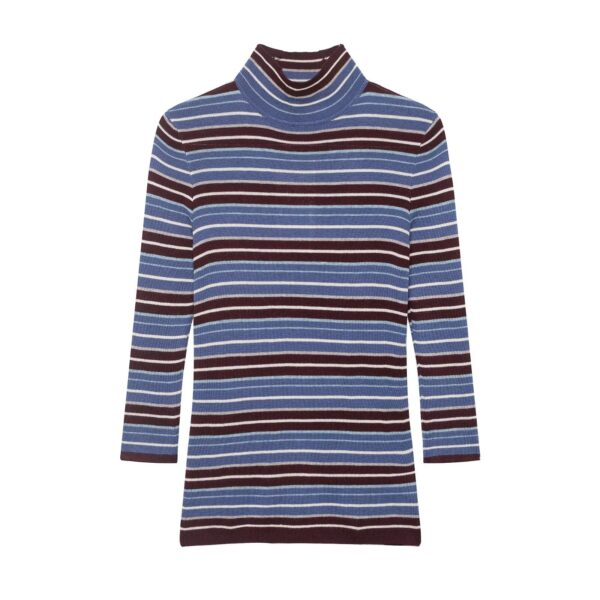Color blocked minimalist T-shirt striped knit sweater