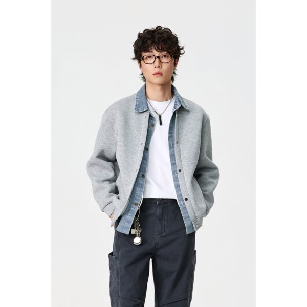 Loose Fit Lapel Work Jacket Mock Two-Piece Outerwear Men's Youth