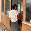 Vintage Casual Embroidered Knit Sweater Long Sleeve Loose Fit Inner Layer Top