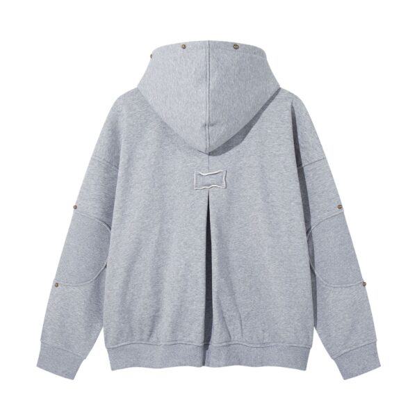 Retro rivet design zipper cardigan hooded jacket