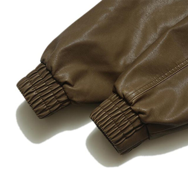 Thick cotton padded leather jacket