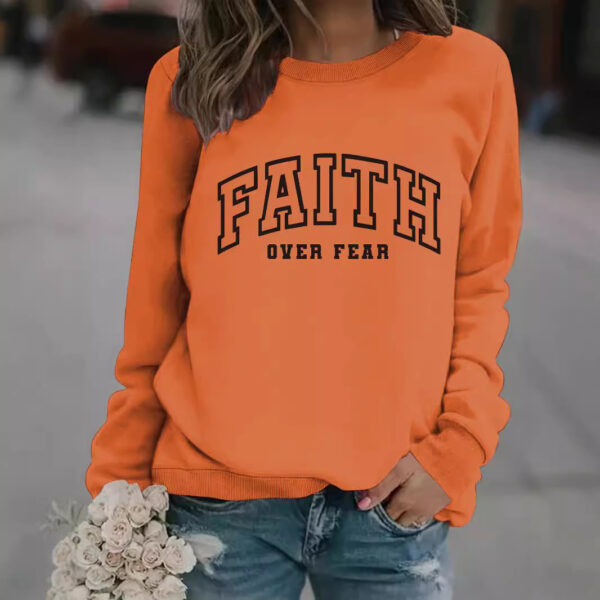 Round neck FAITH printed pullover sweatshirt