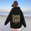 Hooded long sleeved fleece sweatshirt with Faith over fear print