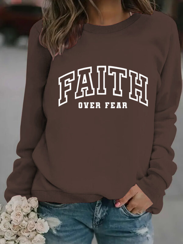 Round neck FAITH printed pullover sweatshirt