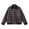 Plaid large pocket color blocked lapel jacket