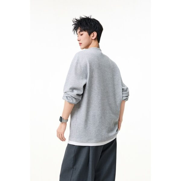 Casual Crewneck Faux Two-Piece Long Sleeve T-Shirt Men's Sweatshirt