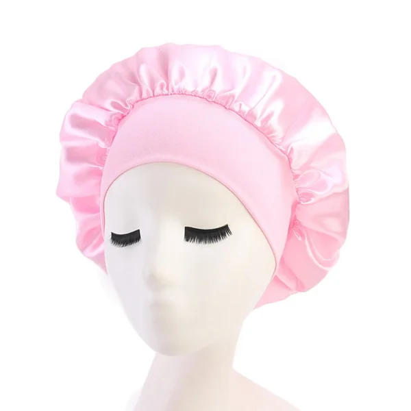 1pc Adjust Solid Satin Bonnet Hair Styling Cap Long Hair Care Women Night Sleep Hat Silk Head Wrap Shower Cap Hair Styling Tools