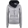 Autumn Winter Hoodies Sweatshirts Women Faith Embroidered Sweatshirt Long Sleeve Pullovers Christmas Casual Warm Hooded Tops