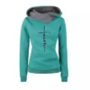 Autumn Winter Hoodies Sweatshirts Women Faith Embroidered Sweatshirt Long Sleeve Pullovers Christmas Casual Warm Hooded Tops